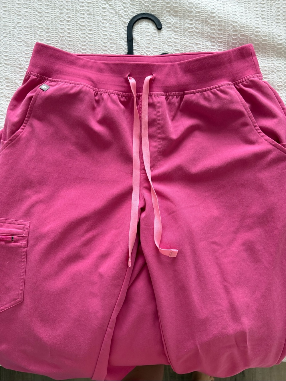Figs Short Sleeve V-Neck Tee in Hot Pink - Picture 3 of 3